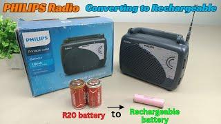 Philips Radio Bahadur DL167  | Converting to Rechargeable | No more R20 batteries!