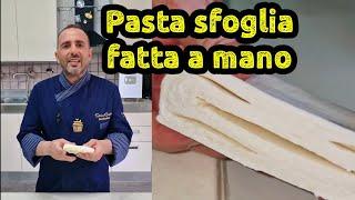 Pasta sfoglia fatta in casa a mano.Vi mostro come fare l'impasto e le relative pieghe a mano