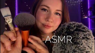 ASMR~Tracing and Brushing Your Face + Slight Inaudible Whispers