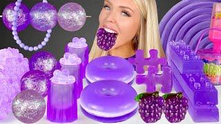 ASMR Purple Dessert, Puzzle Candy, Layered Jello Donut, Grape Jelly, Paint Splash Mukbang 먹방