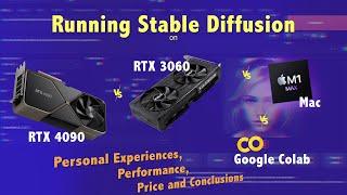 Stable Diffusion - Mac vs RTX4090 vs RTX3060 vs Google Colab - how they perform.