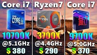 Core i7 10700K @5.1GHz vs Ryzen 7 3700X @4.4GHz vs Core i7 9700K @5.0GHz