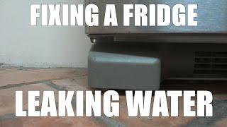 Fixing a fridge leaking water by changing a duck grommet tube drain for a P trap.
