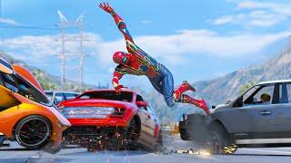 GTA 5 IRON SPIDERMAN vs Super Cars - Spiderman Car Crash Compilation (Euphoria Physics Showcase) 24