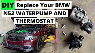 How to Replace Electric Waterpump and Thermostat on AWD E90 BMW 328xi (xDrive) N52