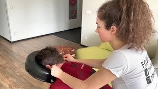 ASMR Massage - Chair massage by Maya in the office - ASMR head, neck, scalp, arms and back massage