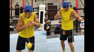 OUCH! LOL! LOMACHENKO LOW BLOWS HIMSELF W/TENNIS BALL!