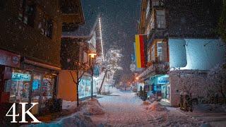 Walking in the strong Snowfall, Oberstdorf- Germany, Christmas Time, ASMR 4K