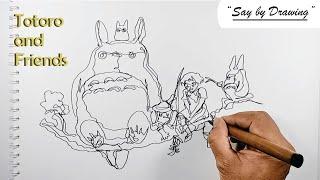 How to Draw Totoro || One Line Drawing || Andi Yudha's Line Art