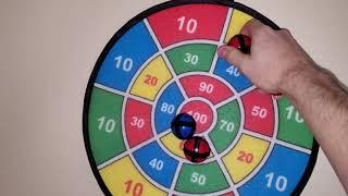 Playing With Velcro "Dart" Board - Velcro Covered Red & Blue Balls - Fun At Home Game - Galaxy S10e