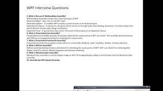 WPF Interview Questions and Answers for freshers.