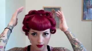 Vintage hair pincurl tutorial using a curling iron by CHERRY DOLLFACE