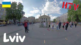 Lviv,Ukraine-a walk from the opera building to central square