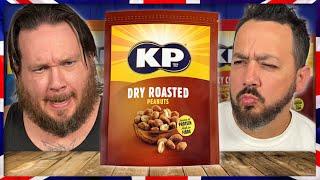 Americans Try BRITISH Various "KP Nuts" Products!