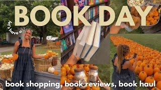 LET’S HAVE A BOOK DAY  catching up on my goodreads goal, book shopping + haul, cozy autumn vibes