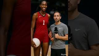  She’s a GIANT in every way — strength, size! This stunning sportswoman towers over the interviewer