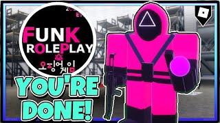 How to get “YOU’RE DONE” BADGE + TRIANGLE SQUID GAME MORPH in FUNK ROLEPLAY! | ROBLOX