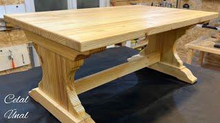 Coffee table from old pine door frames