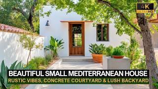 Beautiful Small Mediterranean House with Rustic Farmhouse Vibes, Concrete Courtyard & Lush Backyard!