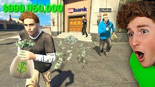 Robbing A MEGA BANK With Little Brother In GTA 5 Roleplay..