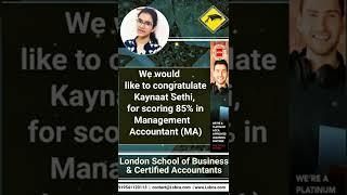 we would like to congratulate Kaynaat Sethi who scored 85% in MA| #proudmoments | #accaindia