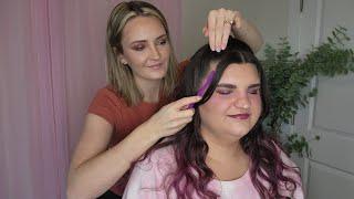 ASMR Perfectionist Half Up Hairstyle With Hair Curling - Fringe Perfecting, Mini Comb, Hair Waxing