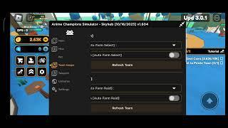 Anime Champions Simulator mobile script | hack + auto farm | insta collect coin and more