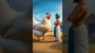 The poor farmer had a white huge hen that laid lots of white eggs  #ai​ #hen​ #farmer​ #egg​