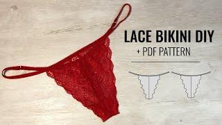 Lace bikini DIY. Sewing PDF pattern lace bikini panties.