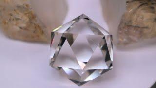 Faceting a Crystal Clear D20 Dice in Quartz