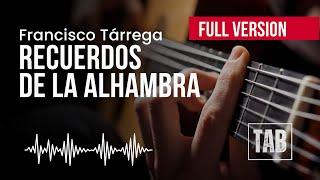 Recuerdos de la Alhambra - Francisco Tárrega - Super Easy Fingerstyle Guitar TAB