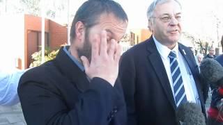 Angela Bannister's father Bradley and his lawyer Greg Prosser