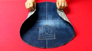 DIY안입는 청바지로 "원"을 활용한 "만두"미니 토트백 만들기!/circle "mandoo" mini tote bag/made of old jeans