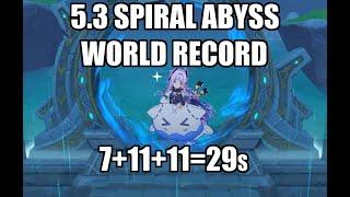 WORLD RECORD! 29s Spiral Abyss Top Half | Genshin Impact Speedrun