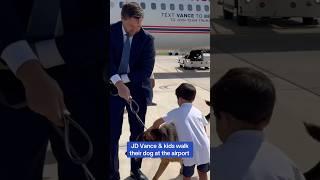 JD Vance & kids walk their dog at the airport #trump #donaldtrump #maga #jdvance #shorts