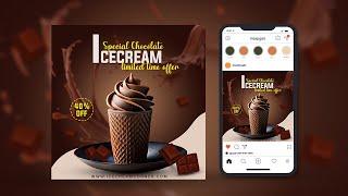 Social Media Poster Design | Ice Cream Poster Design | Photoshop Tutorial