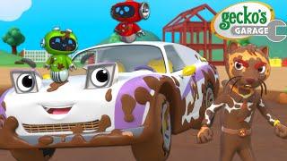 Sports Car Sly's Muddy Misadventure | Gecko's Garage | Trucks For Children | Cartoons For Kids