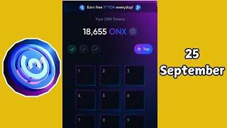 ONUS Daily Code Today 25 September | ONUS Tap Tap Tap Daily Code | ONX Daily Code | $ONX Coin Airdro