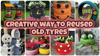 Creative way to reuse old tyres|Garden decoration ideas for old tyres |Recycle old tyres for yard