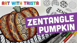 How to Draw A Pumpkin with Zentangle Patterns for Halloween and Fall Art Lesson - Art With Trista