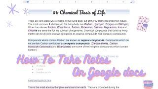 How To Take Notes On Google Docs | Aesthetic