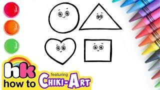 Chiki Art | Let's Draw & Color Cute SHAPES | Learn Shapes | Art For Children | HooplaKidz How To