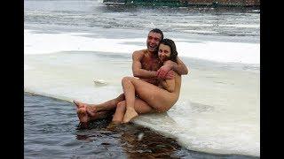 Russian tradition of bathing and swimming in the ice winter Christian holiday – Epiphany 2018