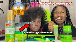 Doing my mannequin THICK hair only using Green Products