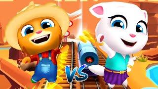 ТОМ БЕГ ЗА ЗОЛОТОМ Фермер Джинжер Vs Неоновая Анжела Соревнование Talking Tom Gold Run