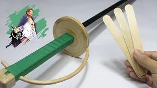 Cool Shanks Gryphon Sword from Popsicle Sticks - One Piece Red - Easy DIY Katana WITHOUT POWERTOOLS