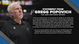 NEW: Spurs coach Greg Popovich releases update on recovery following November stroke