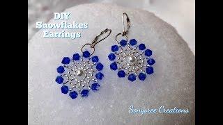 Snowflake Earrings. DIY Beaded Earrings  Sonysree Creations