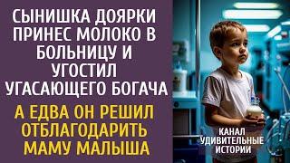 Сын доярки принес молоко в больницу и угостил угасающего богача… А едва тот решил отблагодарить маму