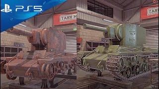 Tank Mechanic Simulator (PS5) KV-2 Heavy Assault Tank Renovation and Test Drive Gameplay